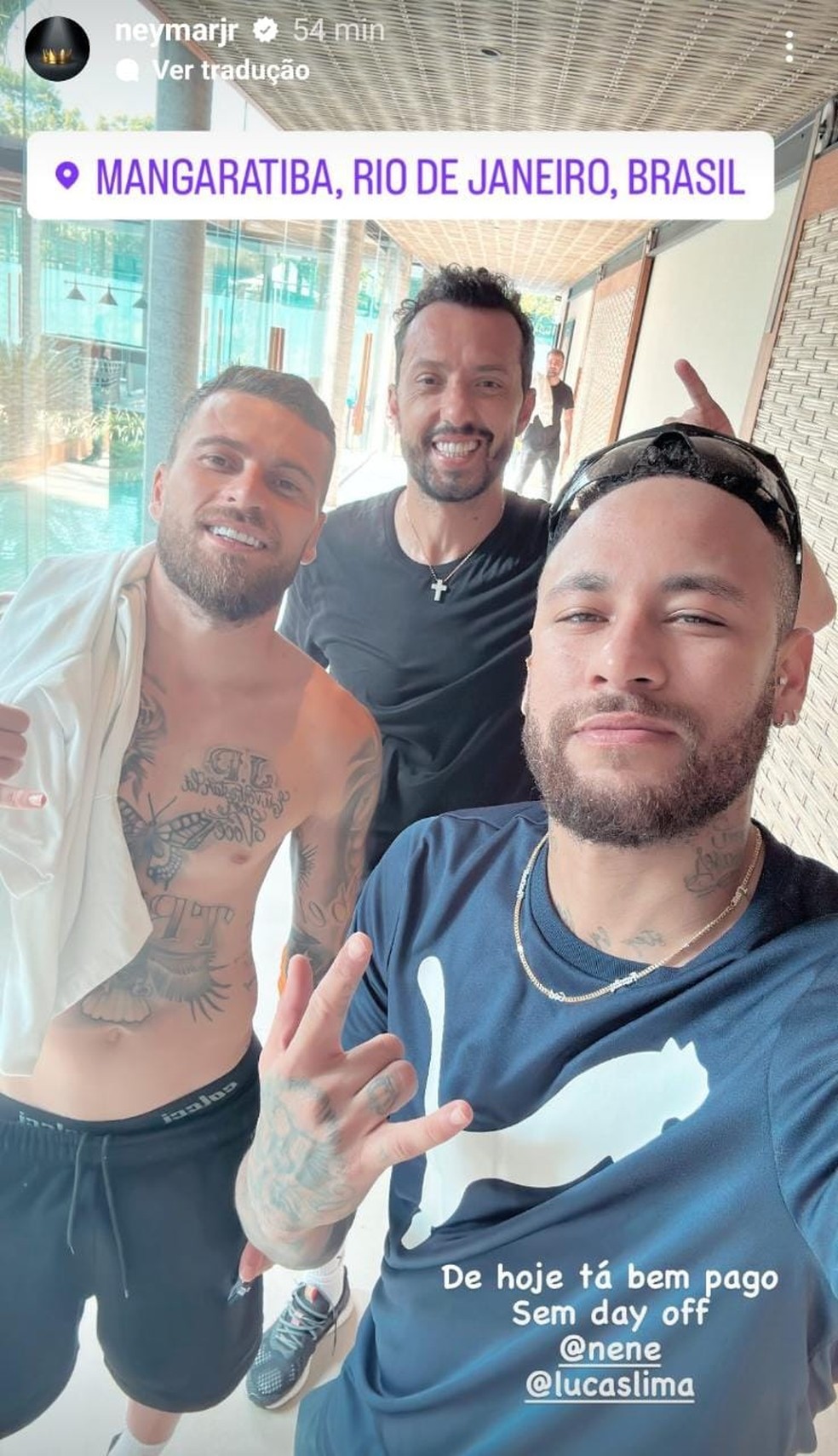 Lucas Lima, do Santos, se encontra com Neymar e Nenê em Mangaratiba — Foto: Reprodução/Instagram