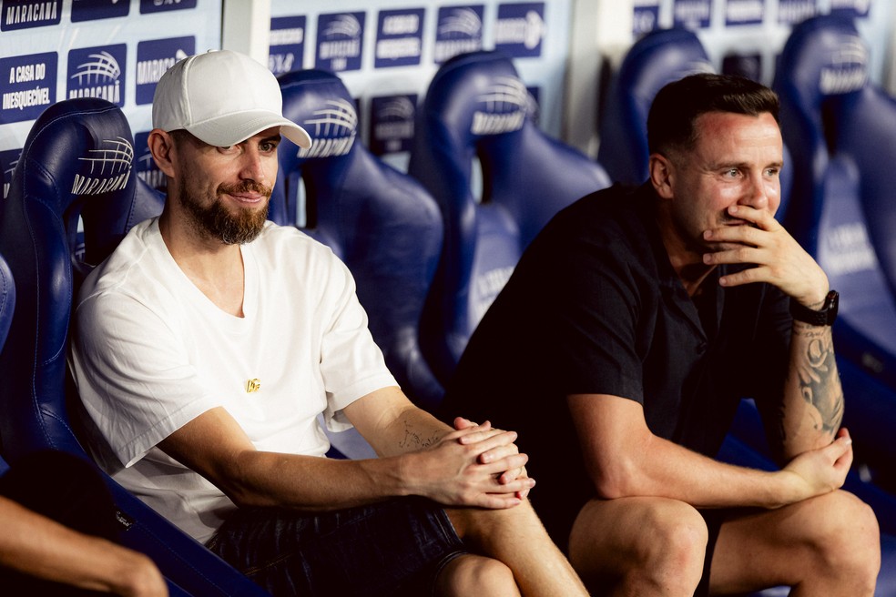 Jorginho e Saúl no Maracanã para Flamengo x Madureira — Foto: Adriano Fontes / Flamengo