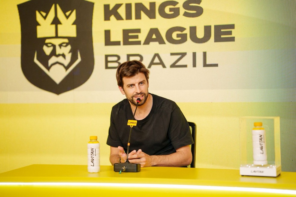 Piqué em coletiva da Kings League, em São Paulo — Foto: Foto: Divulgação/Cimed