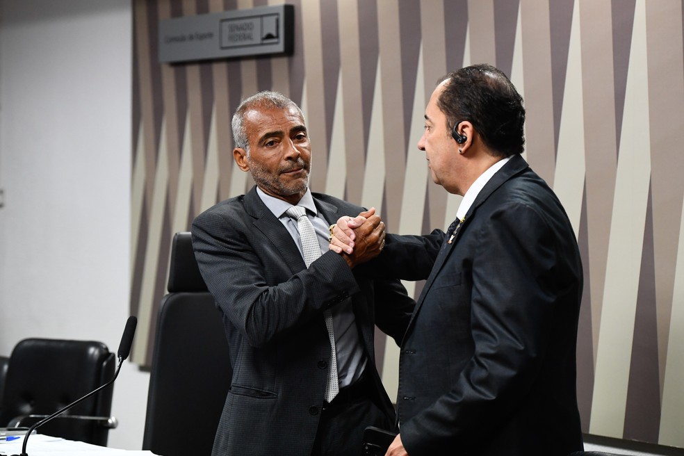 Senadores Jorge Kajuru e Romário são presidente e relator da CPI, respectivamente — Foto: Roque de Sá/Agência Senado
