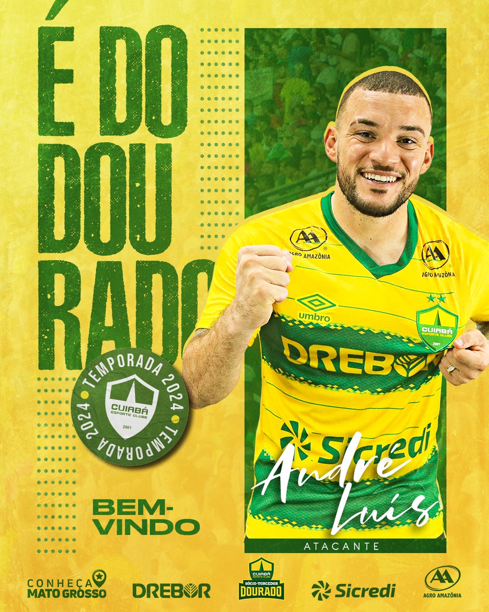 André Luís é anunciado pelo Cuiabá — Foto: AssCom Dourado
