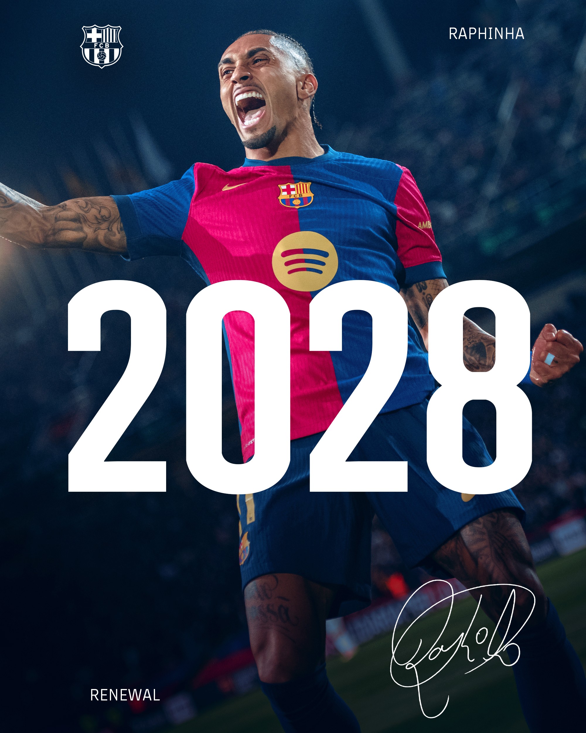 Barcelona anuncia renovação de Raphinha até 2028