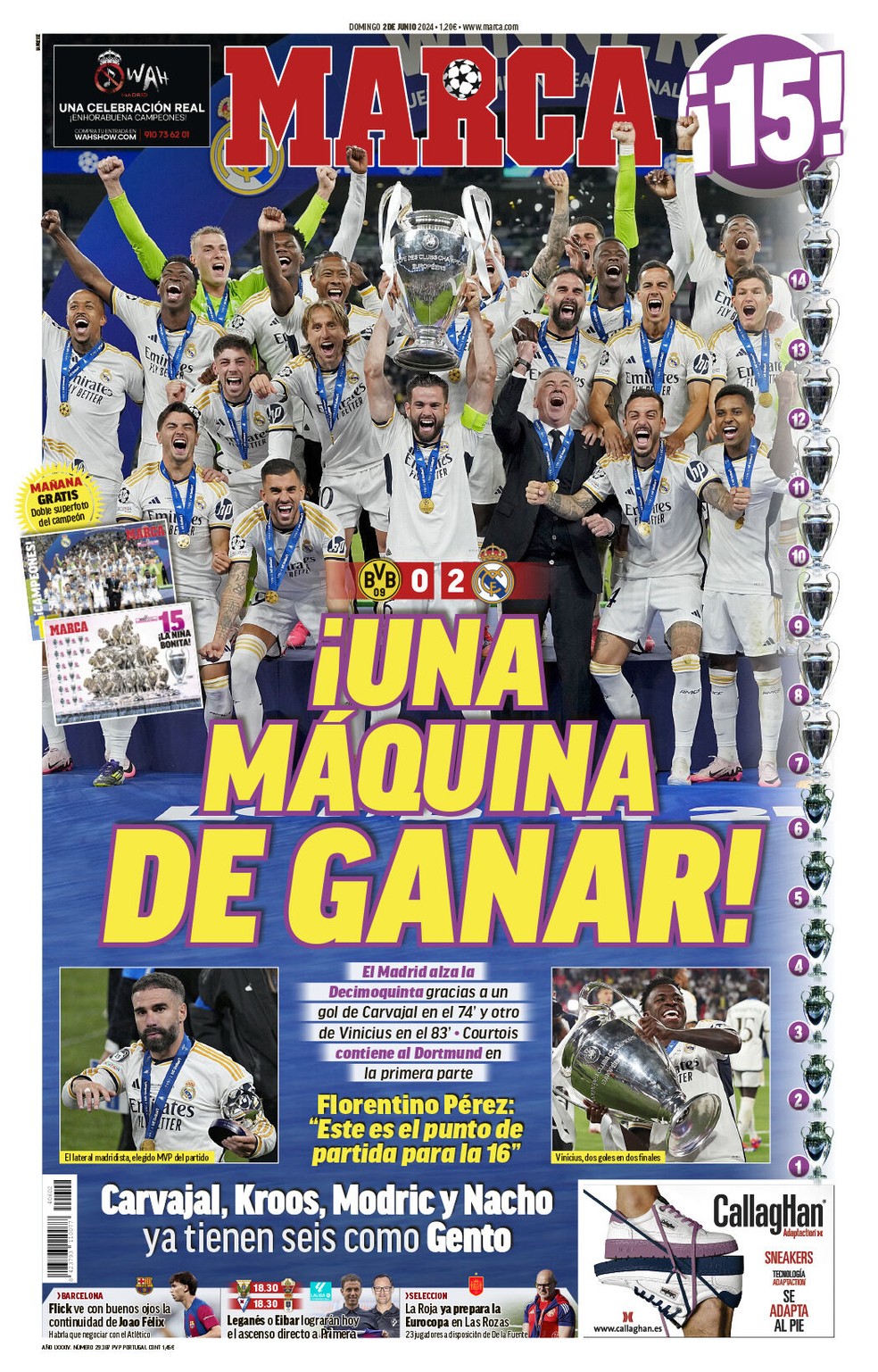 Capa do Marca do título do Real Madrid: "Uma máquina de ganhar" — Foto: Reprodução/Marca