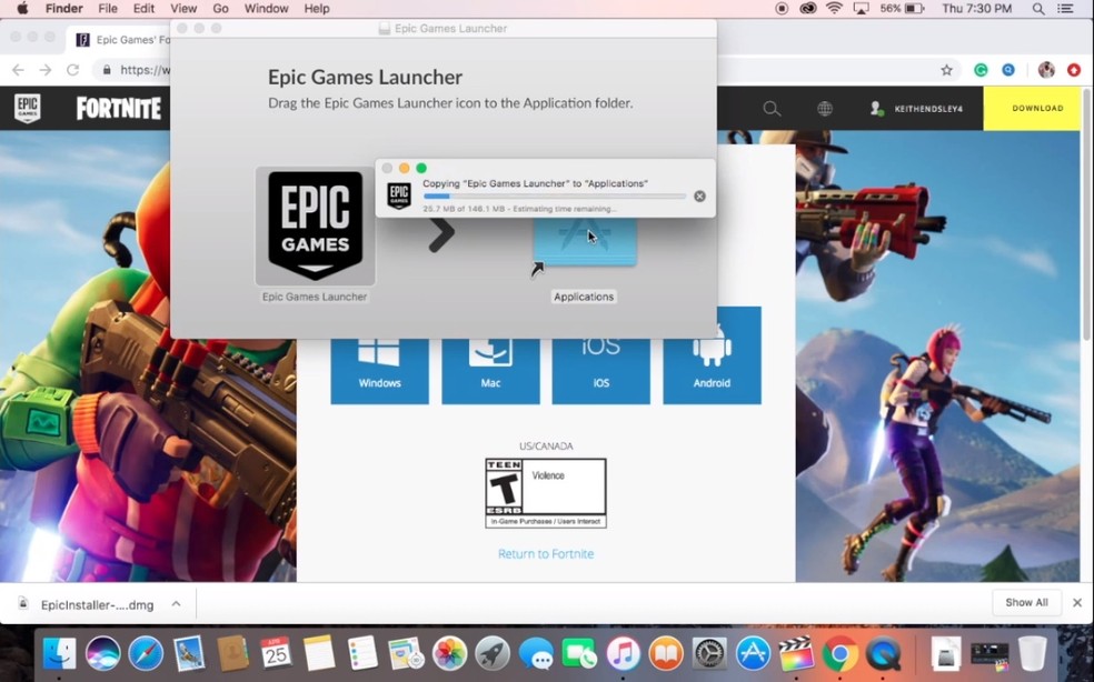 Por que o download do Fortnite no launcher de Epic Games fica mais