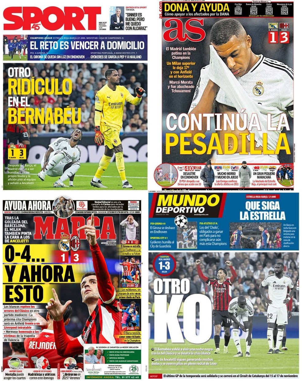 Jornais espanhóis, crise no Real Madrid