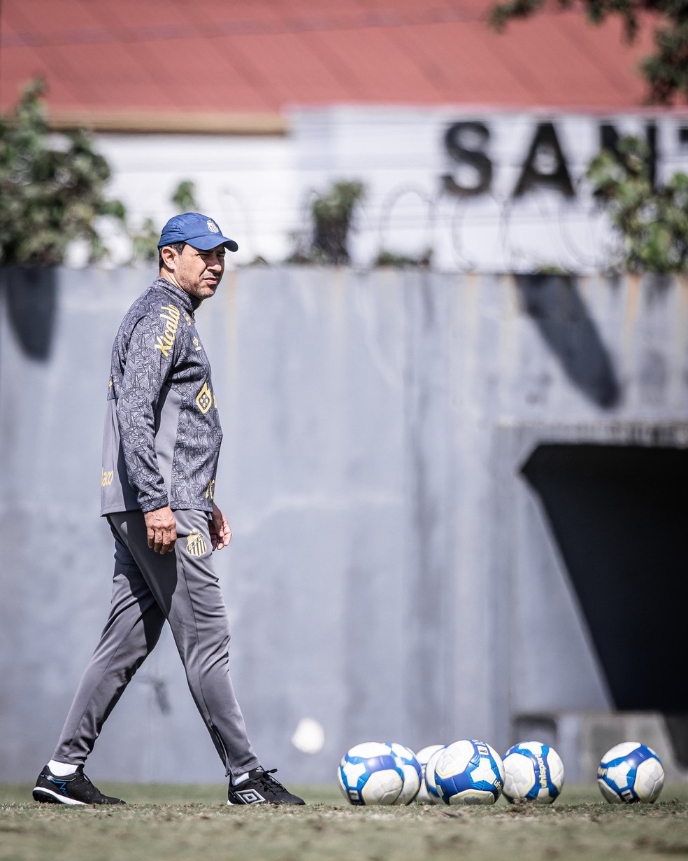 Tcnico Fbio Carille durante treino do Santos: profissional vai defender o Vasco em 2025  Foto: Raul Baretta/ Santos FC