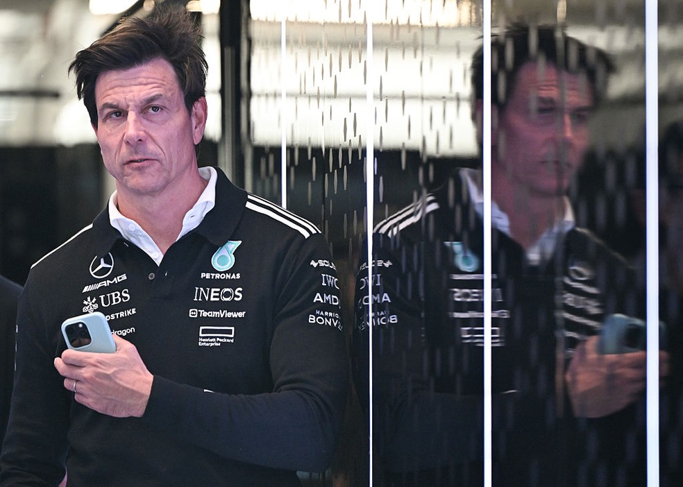 Toto Wolff, chefe da Mercedes, no GP do Canadá da F1 em 2025 — Foto: Artur Widak/NurPhoto via Getty Images