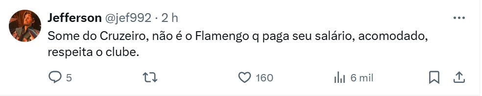 Torcida do Cruzeiro reage a postagem de Gabigol — Foto: Redes sociais