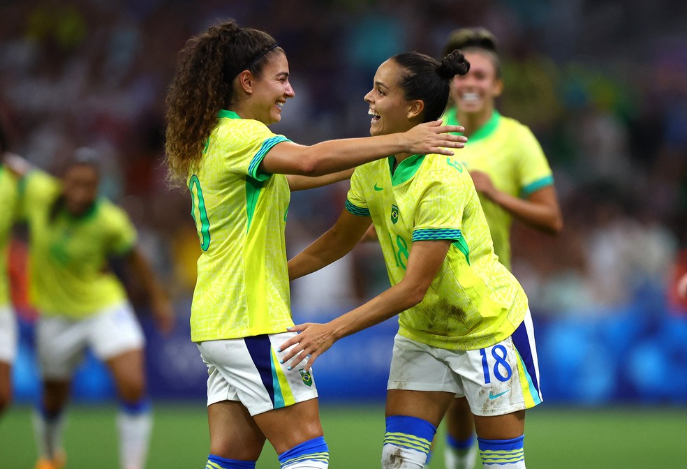 Angelina Gabi Portilho gol Brasil Espanha Olimpíadas — Foto: Nir Elias/Reuters