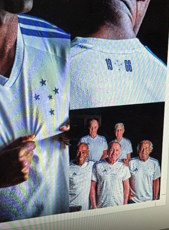 Com ídolos, imagens da nova camisa do Cruzeiro vazam nas redes sociais; veja detalhes