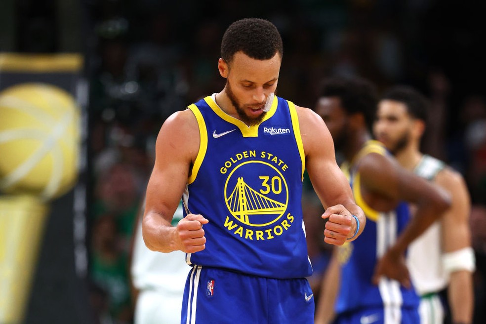 Stephen Curry na final da NBA 2022 — Foto: Elsa/Getty Images