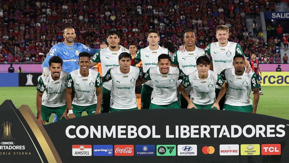Time posado do Palmeiras em jogo contra o Cerro Porteño — Foto: Cesar Greco/Palmeiras