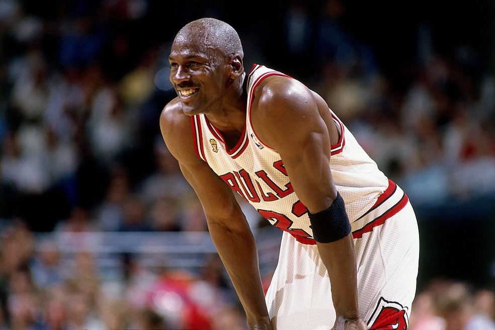 Michael Jordan em jogo 1 da final contra Seattle SuperSonics &mdash; Foto: Nathaniel S. Butler/NBAE via Getty Images