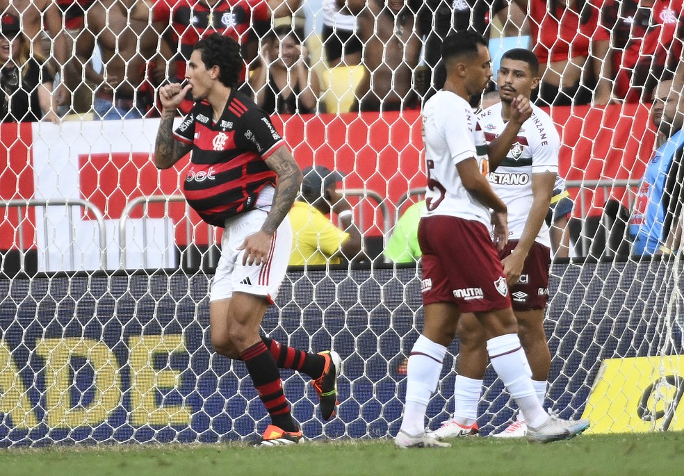 Pedro comemora gol do Flamengo contra o Fluminense