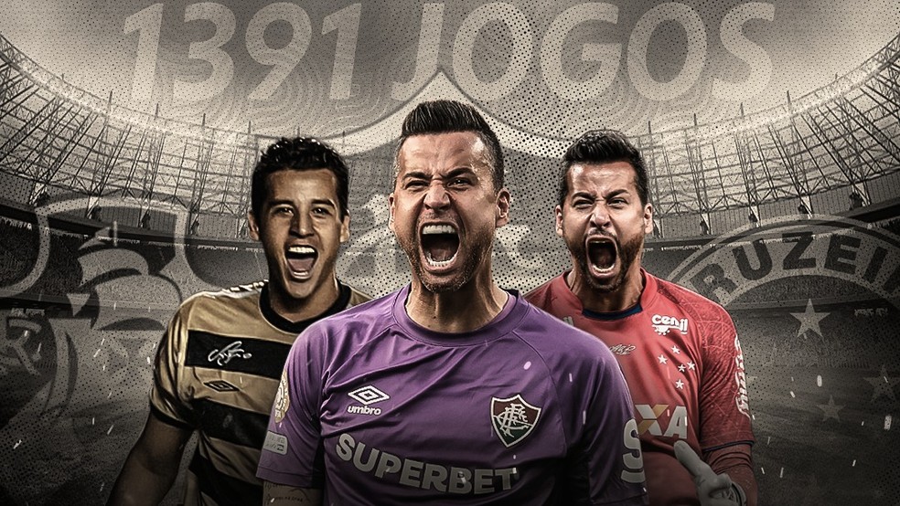 Fábio, do Fluminense, competa 1.391 jogo — Foto: Arte / ge