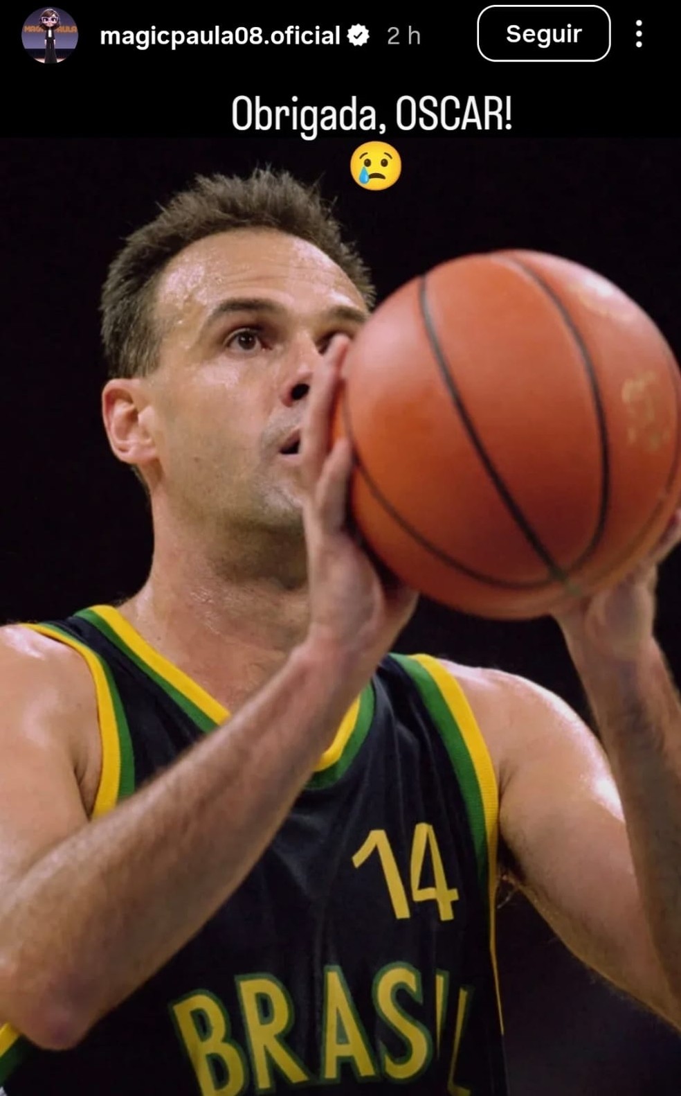 Magic Paula presta homenagem a Oscar Schmidt — Foto: reprodução/Instagram