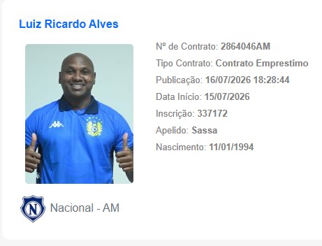 No BID, Sassá fica à disposição do Nacional e manda recado: "Pode esperar muito amor à camisa"