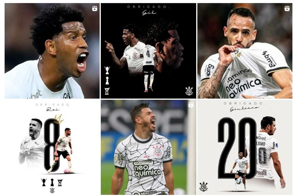 Corinthians se despede de Gil, Renato Augusto e Giuliano — Foto: Reprodução do Instagram