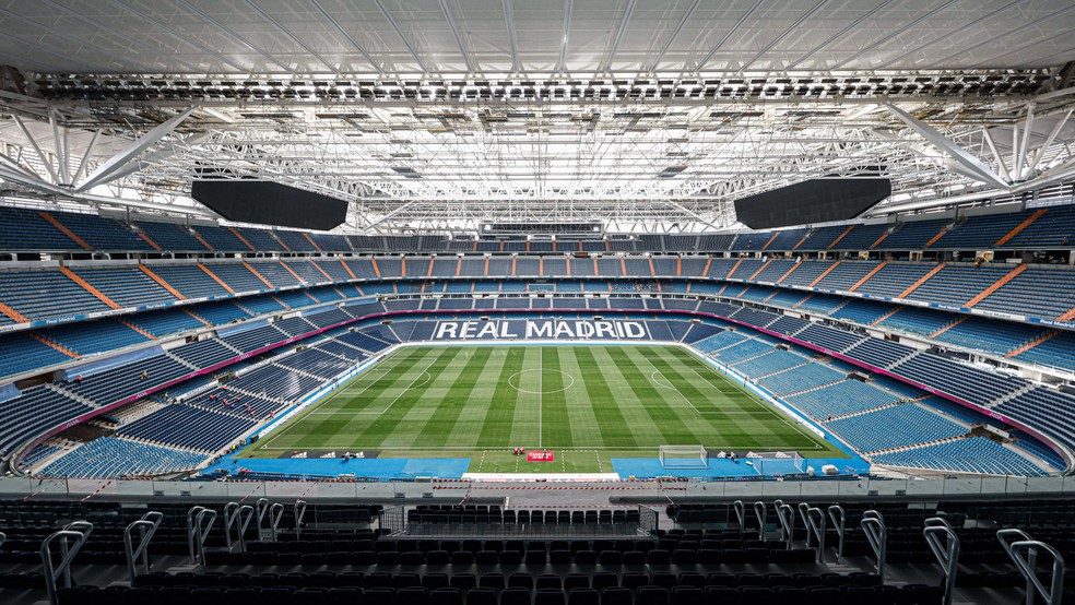 Estádio Santiago Bernabéu, após reforma feita pelo Real Madrid — Foto: Twitter/Real Madrid