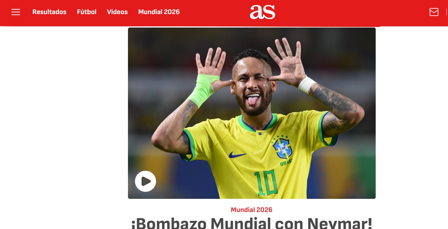 Imprensa internacional repercute convocação de Neymar para a Copa: "Surpresa Mundial"
