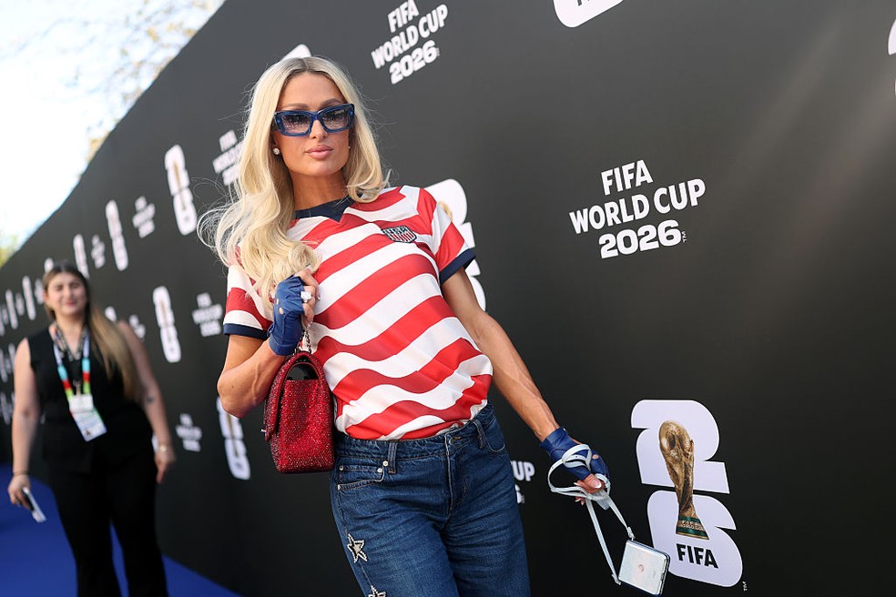 Paris Hilton em cerimônia de abertura da Copa do Mundo — Foto: Matt Winkelmeyer - FIFA/FIFA via Getty Images