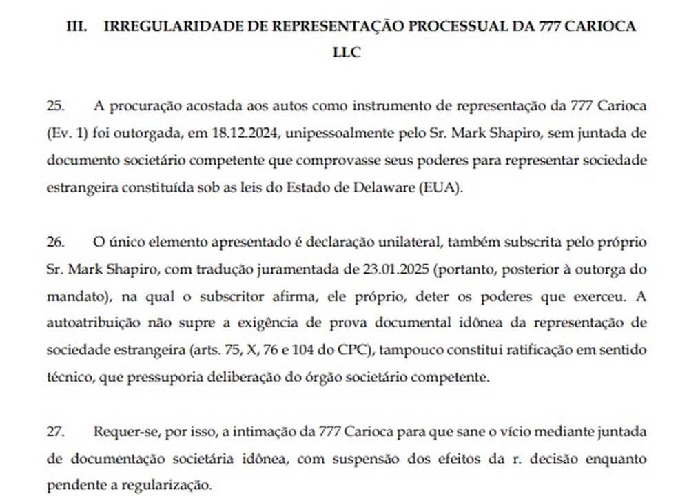 Pedido do Vasco na Justiça sobre intervenção na SAF