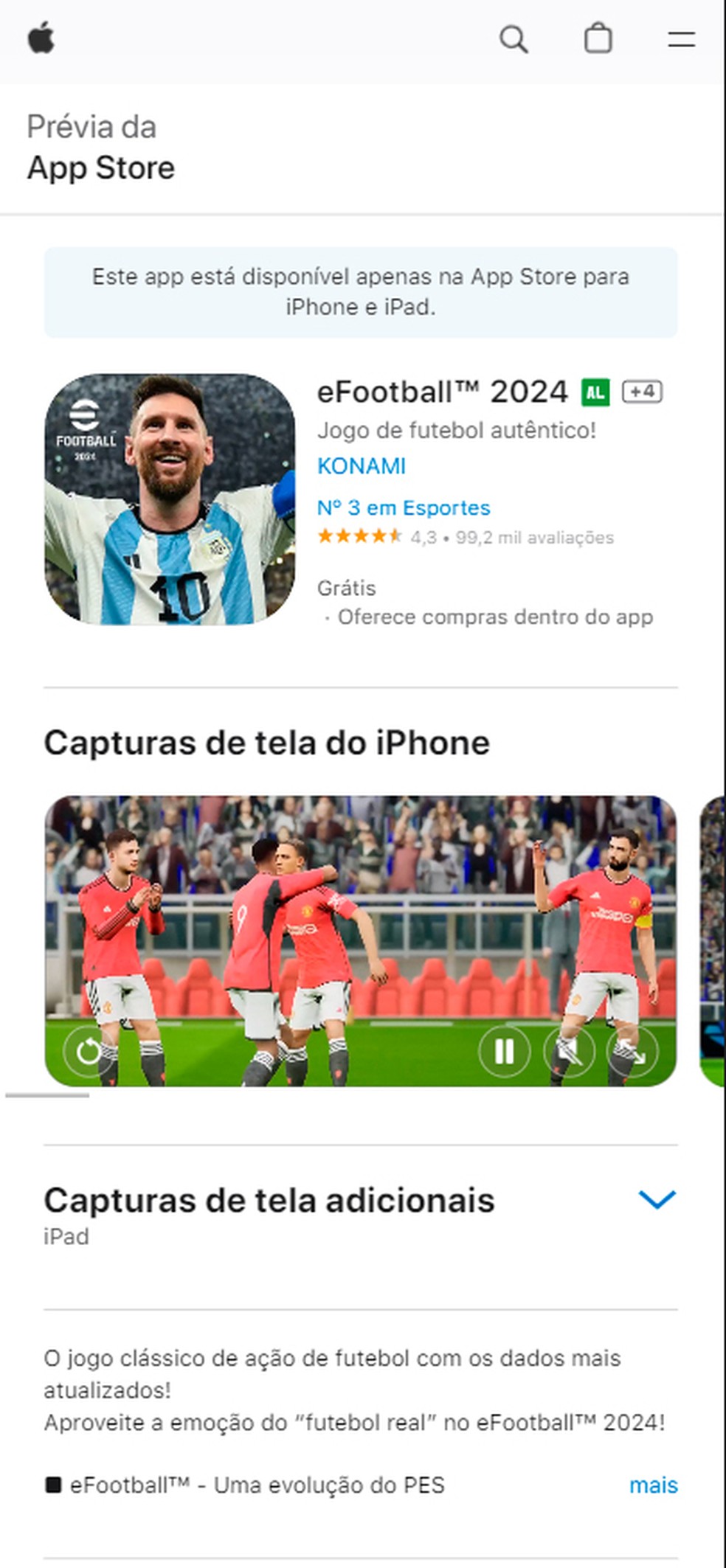 eFootball 2024 8.1 iOS - Free download for iPhone