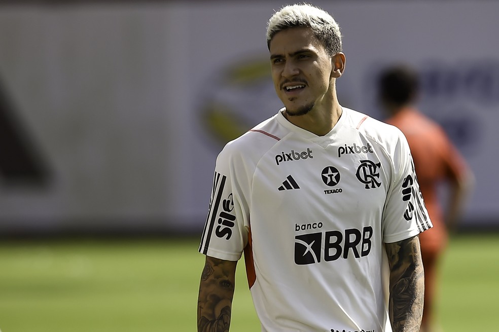 Pedro volta a treinar no Flamengo — Foto: Marcelo Cortes /CRF