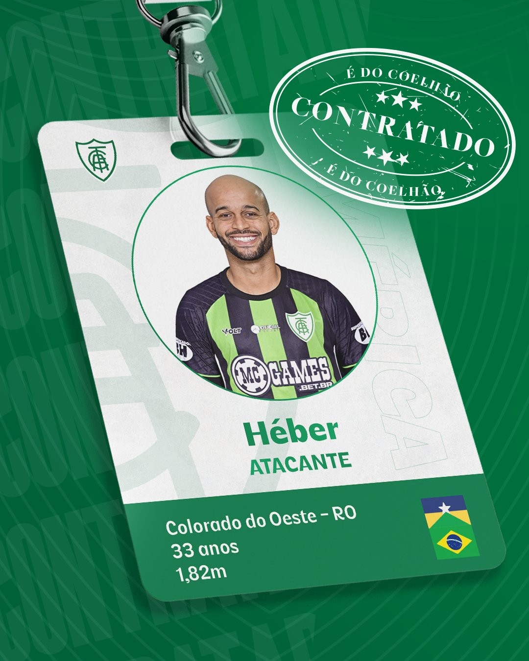América-MG anuncia contratação de atacante Héber