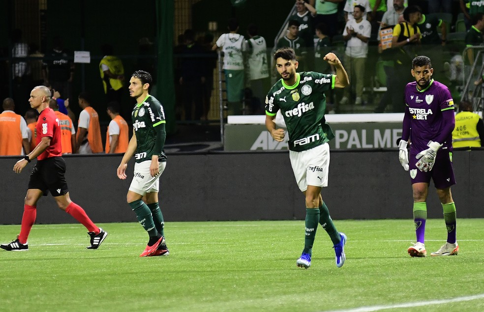 Palmeiras x Amrica-MG: Flaco Lpez comemora gol  Foto: Marcos Ribolli
