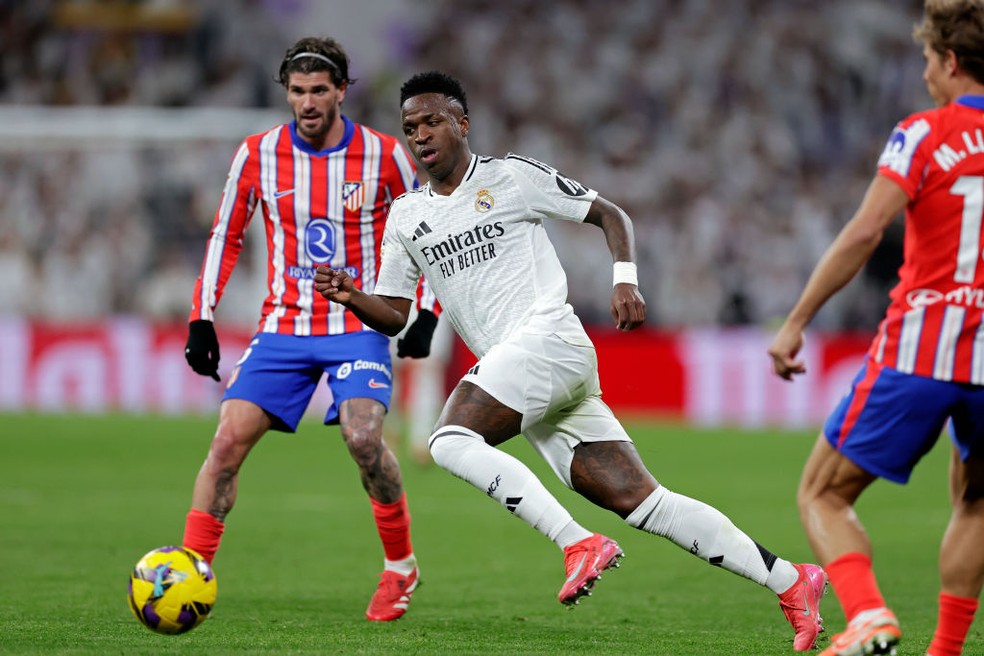 Vini Jr Real Madrid x Atlético de Madrid - La Liga — Foto: Getty Images