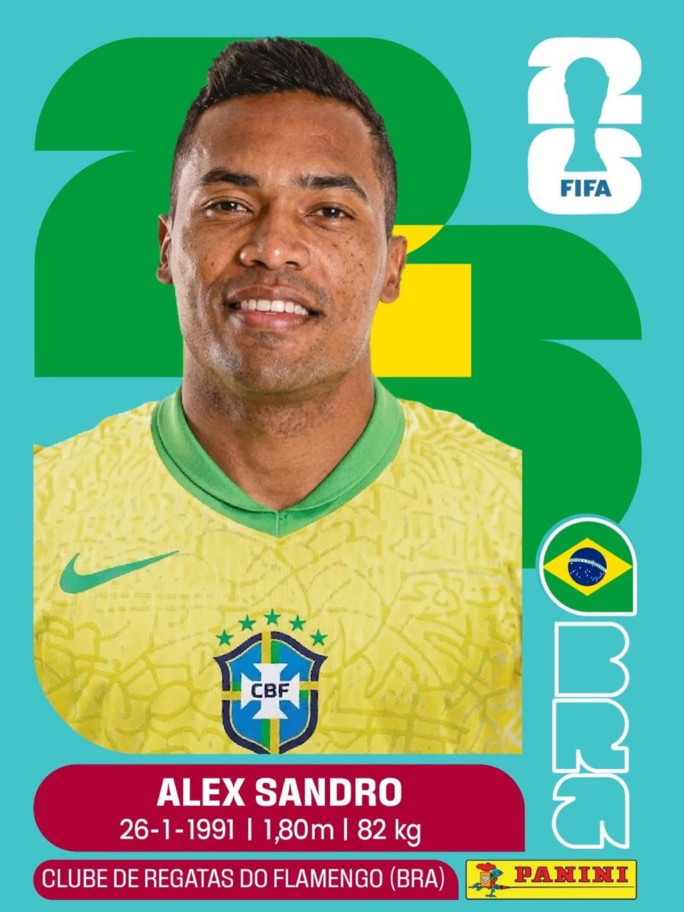 Figurinha de Alex Sandro no álbum da Copa — Foto: Reprodução