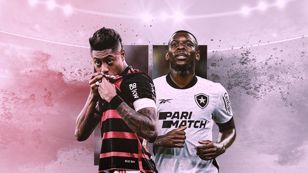Bruno Henrique, do Flamengo, encontra Luiz Henrique, do Botafogo — Foto: Reprodução