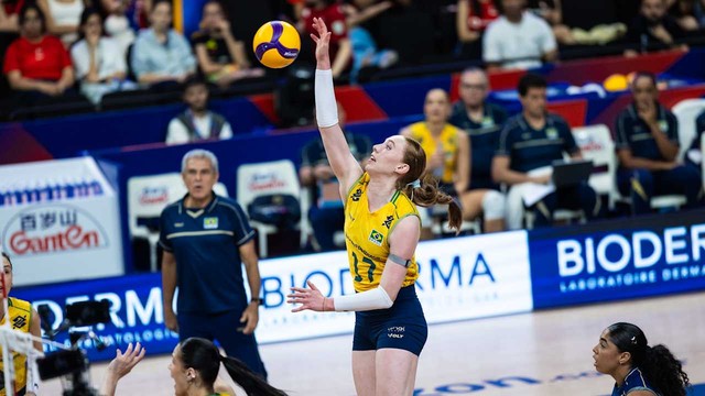 Julia Bergman no jogo contra a Alemanha na Liga das Nações