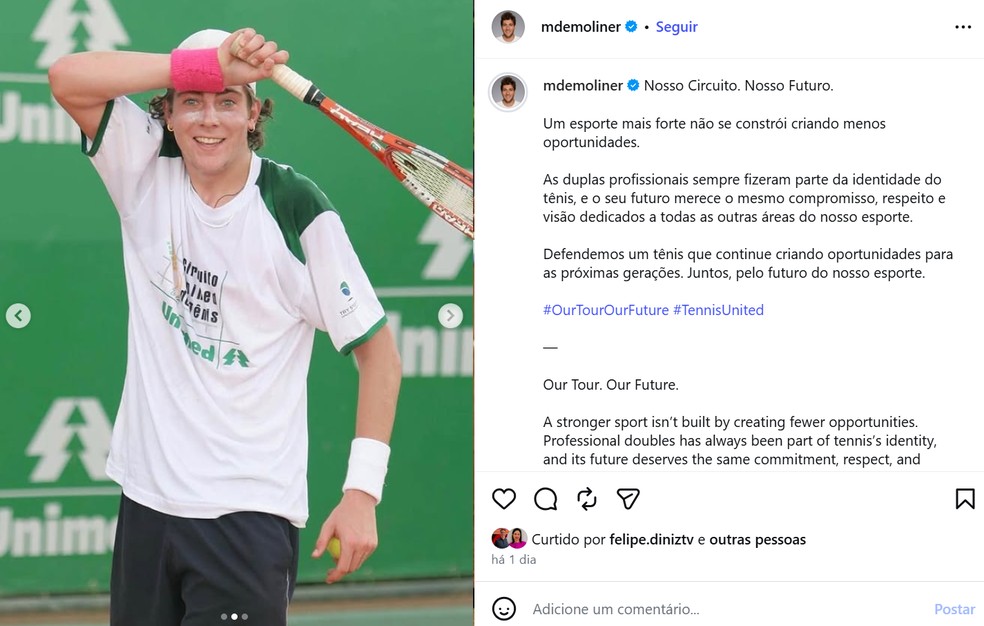 Protesto Marcelo Demoliner contra redução premiações de duplas