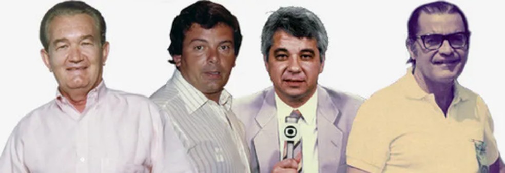 Equipe da Globo em Munique 1972: Léo Batista, Luciano do Valle, Ciro José e Julio de Lamare — Foto: Reprodução