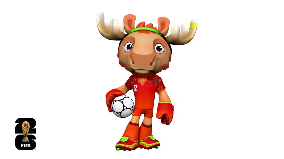 O alce Maple, mascote do Canadá, na Copa do Mundo — Foto: Fifa