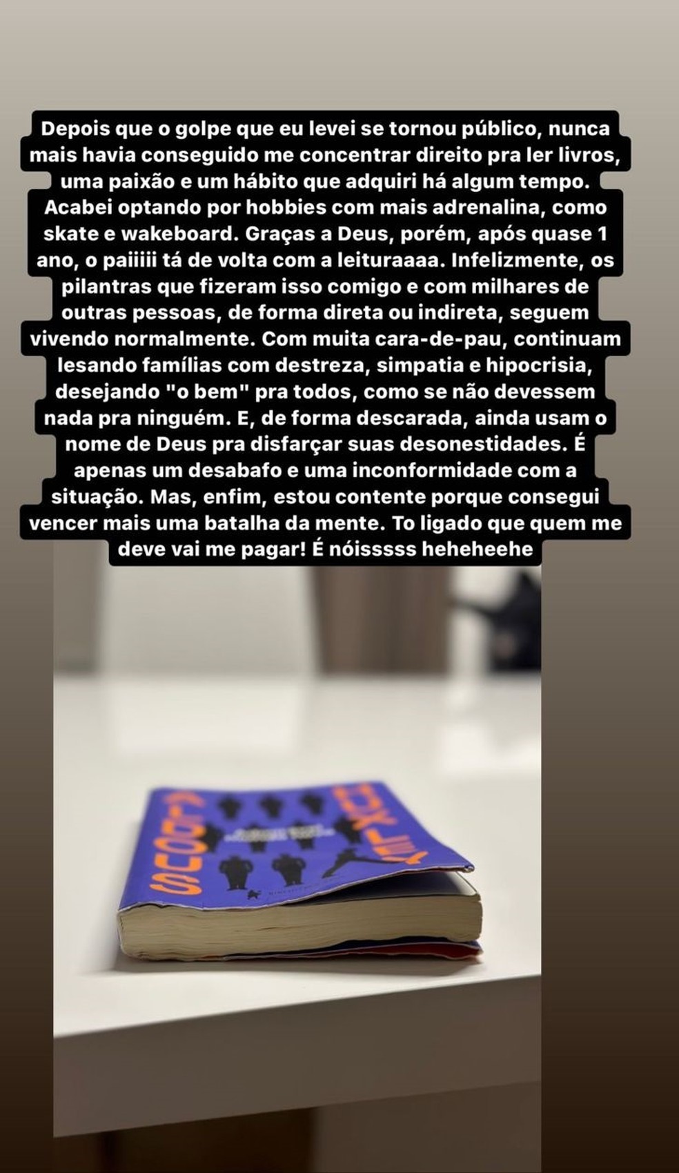 Gustavo Scarpa desabafa nas redes sociais sobre golpe em criptomoedas — Foto: Reprodução