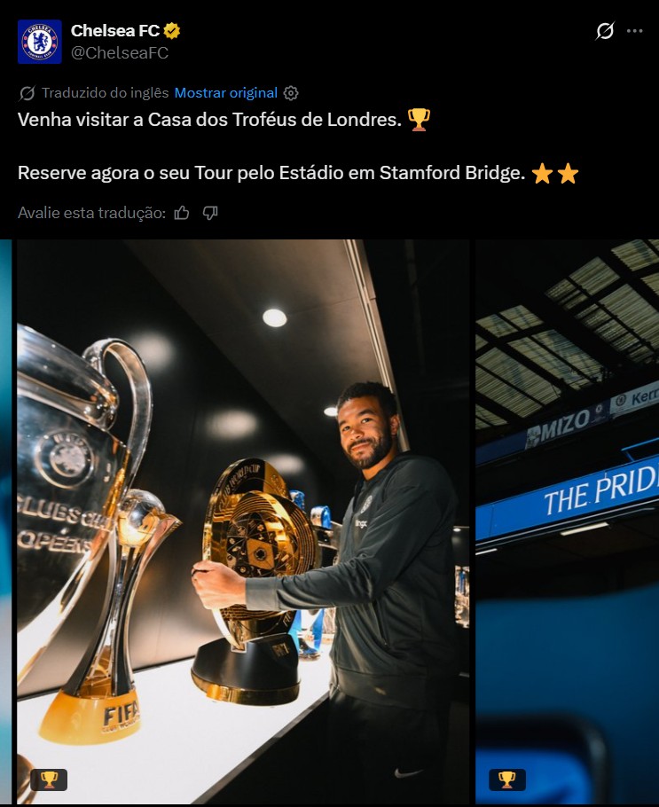 Chelsea provoca rival Arsenal após vice da Champions: "Casa dos Troféus"