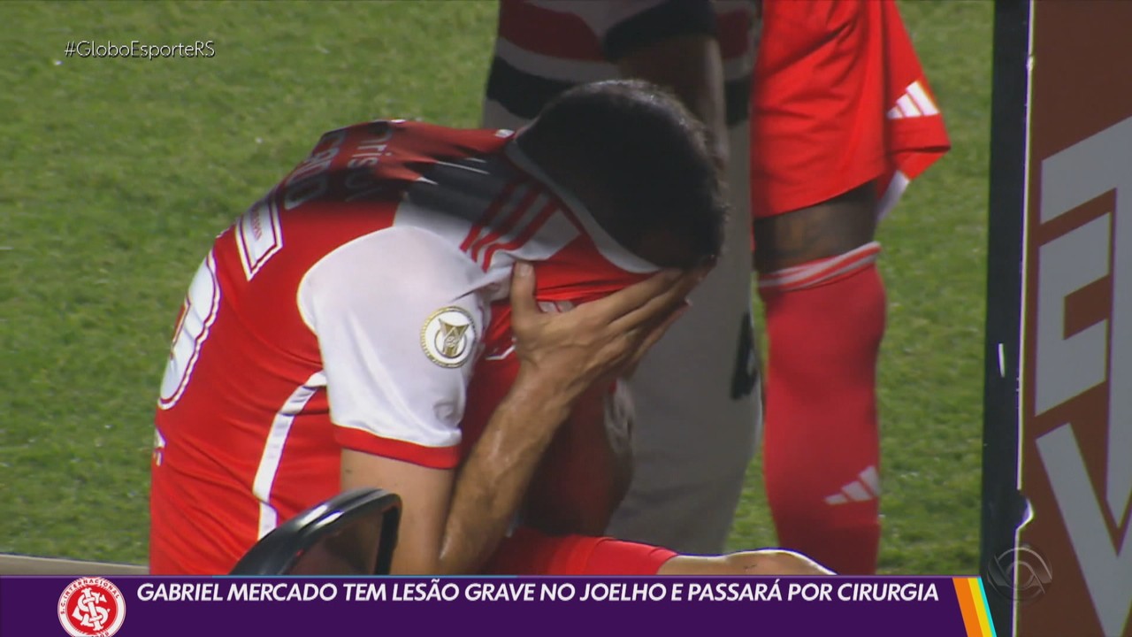 Mercado rompe os ligamentos do joelho, fará cirurgia e vira desfalque do Inter