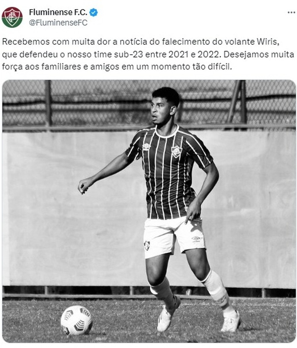 Wiris, ex-jogador do sub-23 do Fluminense — Foto: Reprodução Twitter
