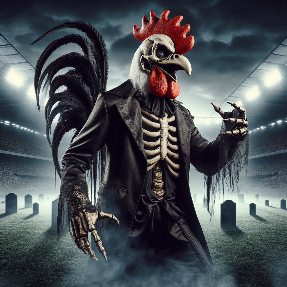 Mascote do Atlético-MG para o halloween criado através de inteligência artificial — Foto: Reprodução/IA