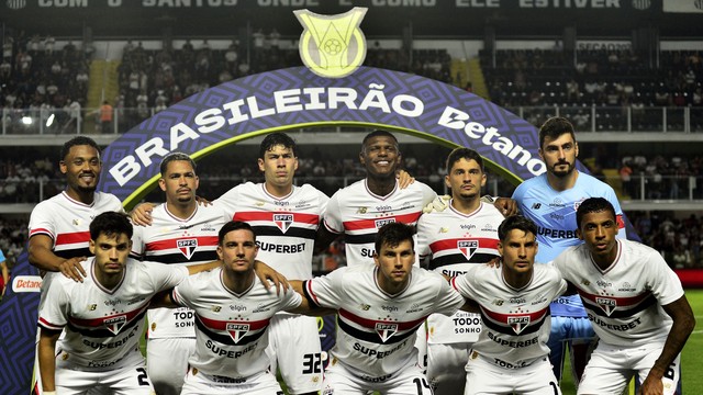 Time do São Paulo antes do jogo contra o Flamengo