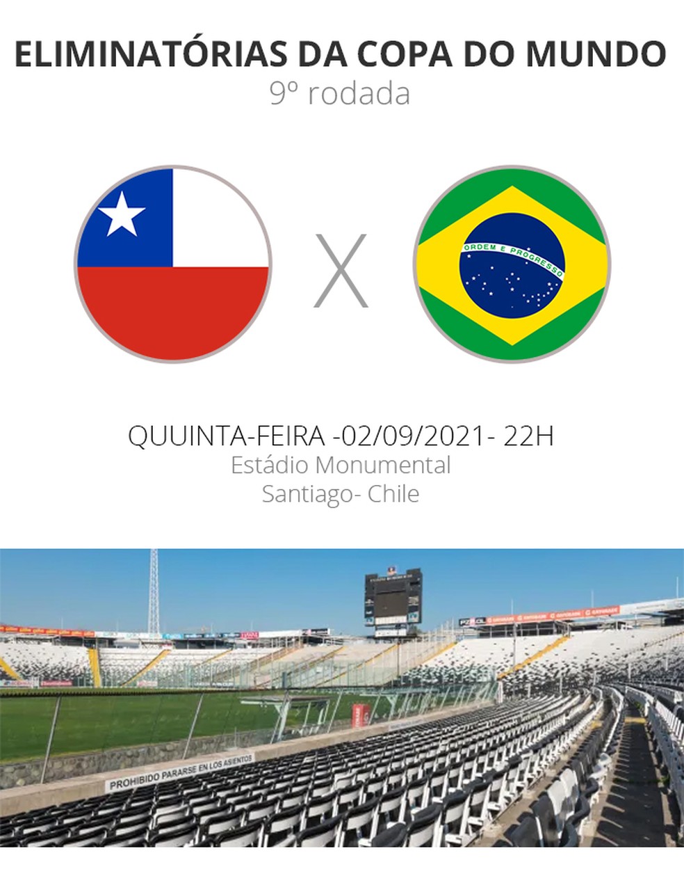 Hoje tem jogo do Brasil x Chile às 21h