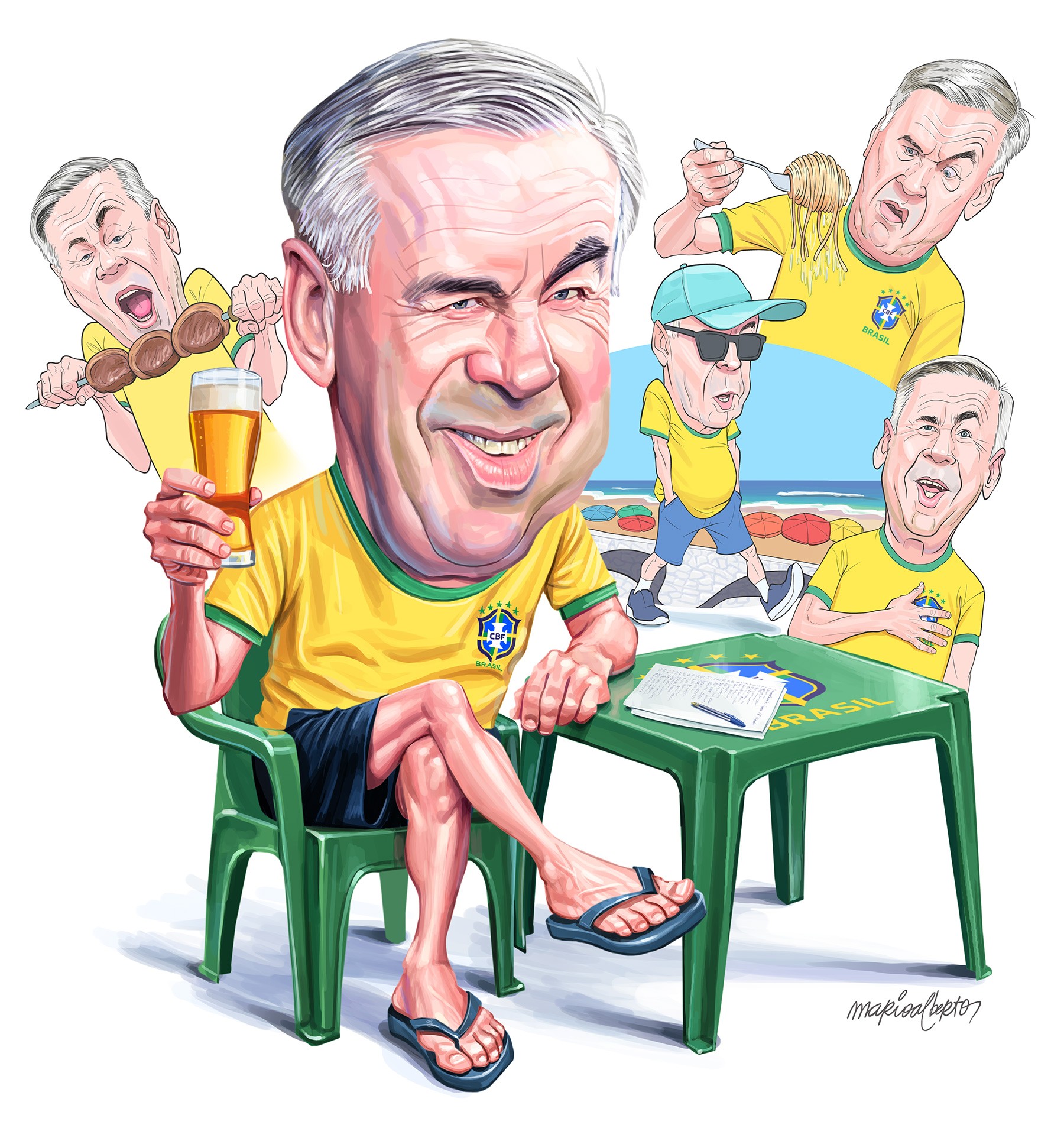 Praia, churrasco e até hino: como Ancelotti abraçou o Brasil em primeiro ano na Seleção