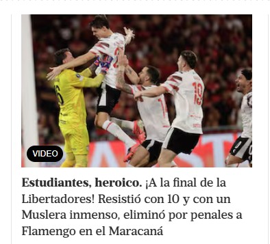 Façanha, heroico e histórico: imprensa argentina exalta Estudiantes por eliminar o Flamengo