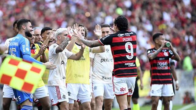 Pedro comemora gol do Flamengo contra o Corinthians