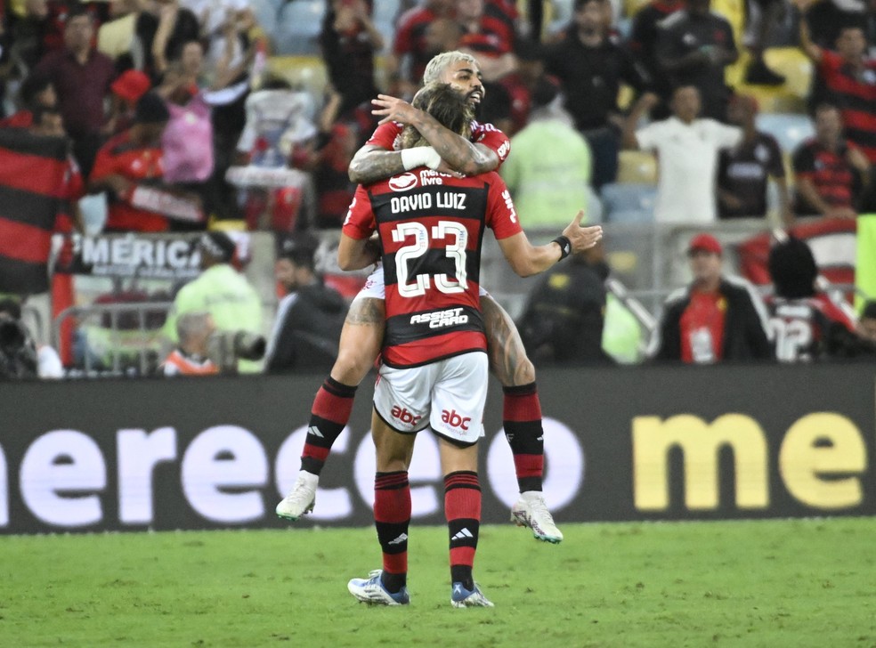 David Luiz e Gabigol, Flamengo x Fluminense, Copa do Brasil — Foto: André Durão/ge