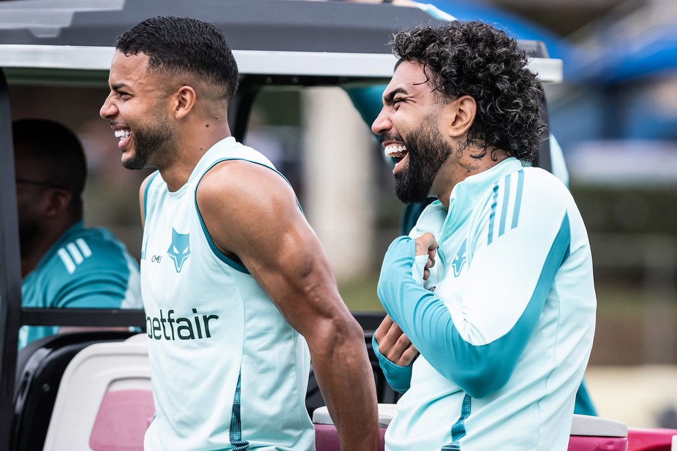 Wanderson e Gabigol em treino do Cruzeiro — Foto: Gustavo Aleixo/Cruzeiro