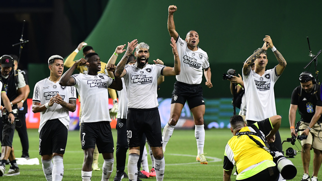 Comemoração dos jogadores do Botafogo contra o Palmeiras